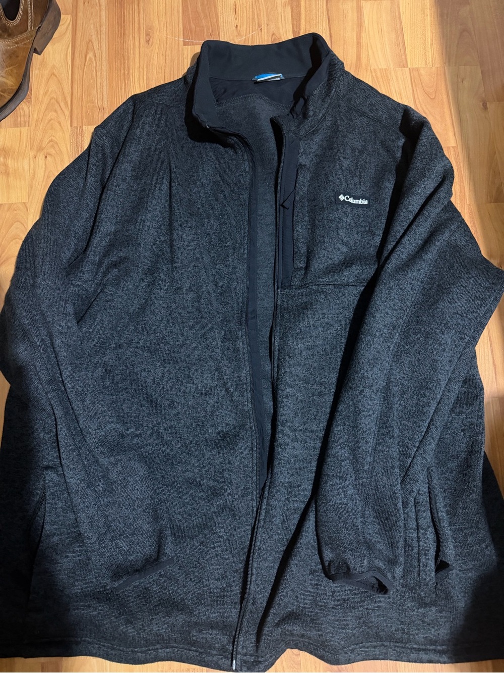Big and Tall Columbia Men's Black Heather Full-Zip Fleece Sweater 5xlt